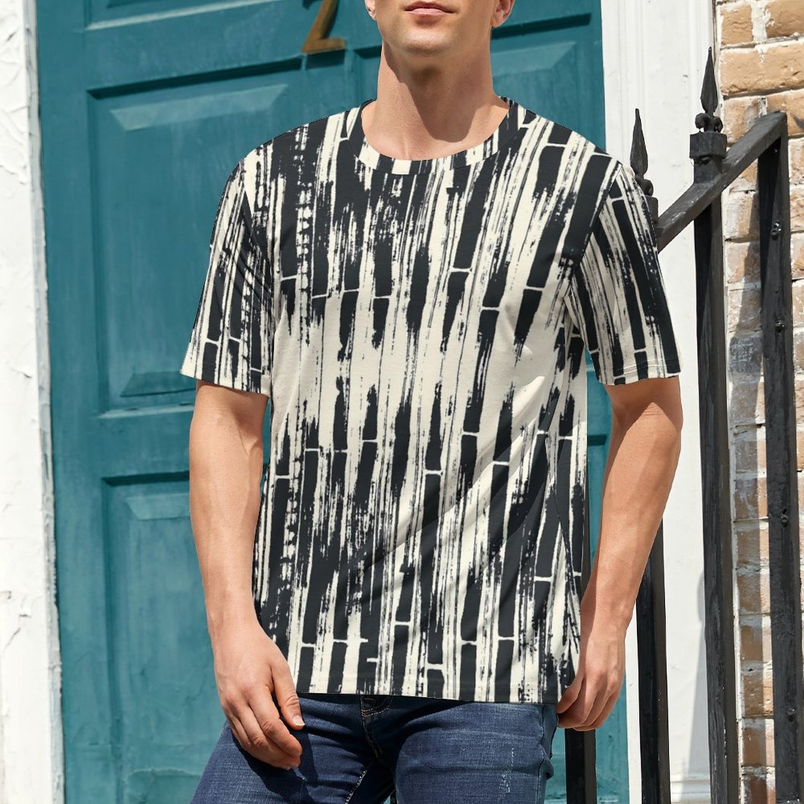 Shibori Tie Dye - Letnia koszulka T-shirt w kolorze czarnym