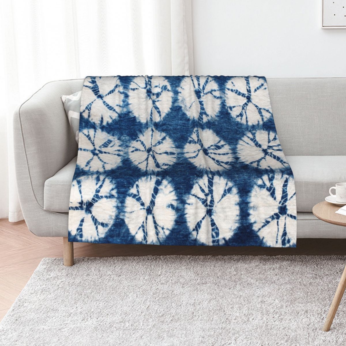 Shibori Tie Dye - Kocyk w stylu Shibori, indygo, tie-dye,