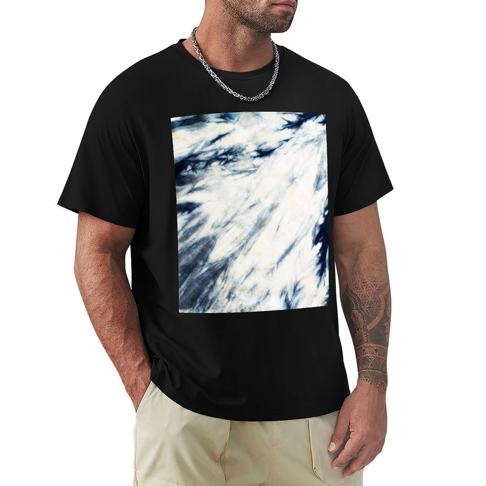 Shibori Tie Dye - Koszulka Shibori Indigo Marble Tie Dye,