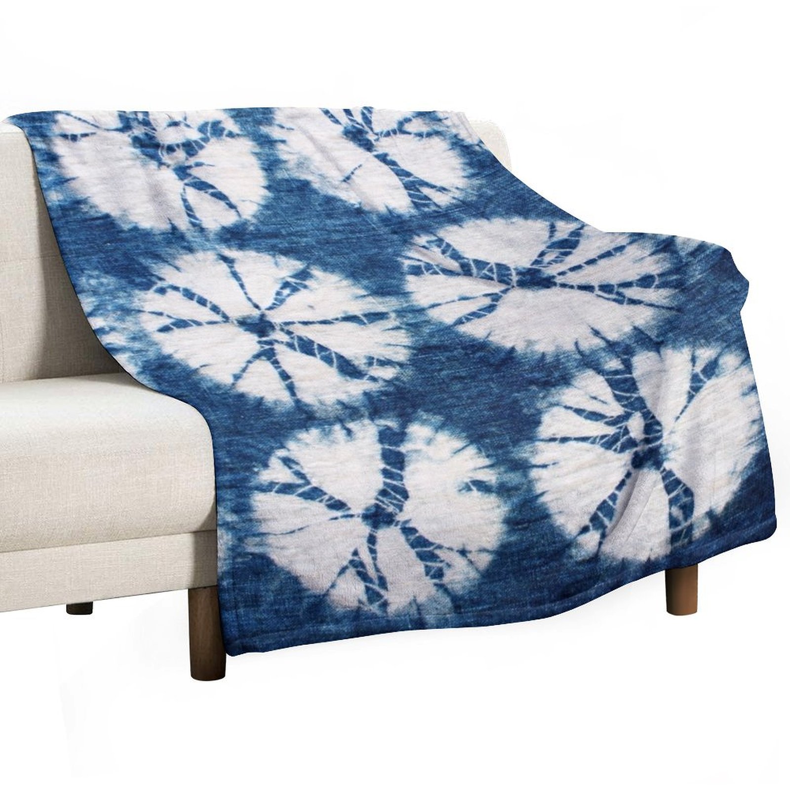 Koc z wzorem Shibori, indygo,  – Shibori Tie Dye recenzja i cena